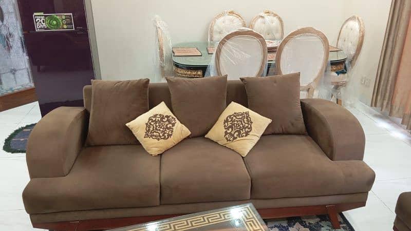 3 seater and 2 seater (two sofas) brown sofa set for sale 1