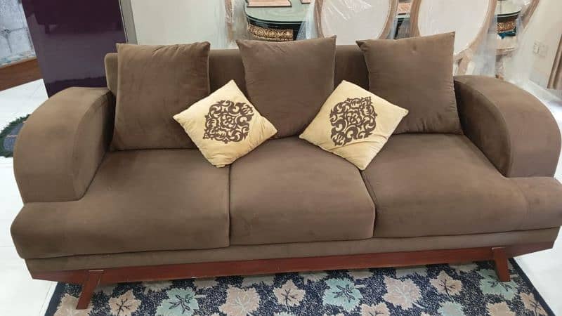 3 seater and 2 seater (two sofas) brown sofa set for sale 2