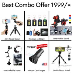 New Combo Offer 1999/= Mobile Stand Tripod Charger LED Light