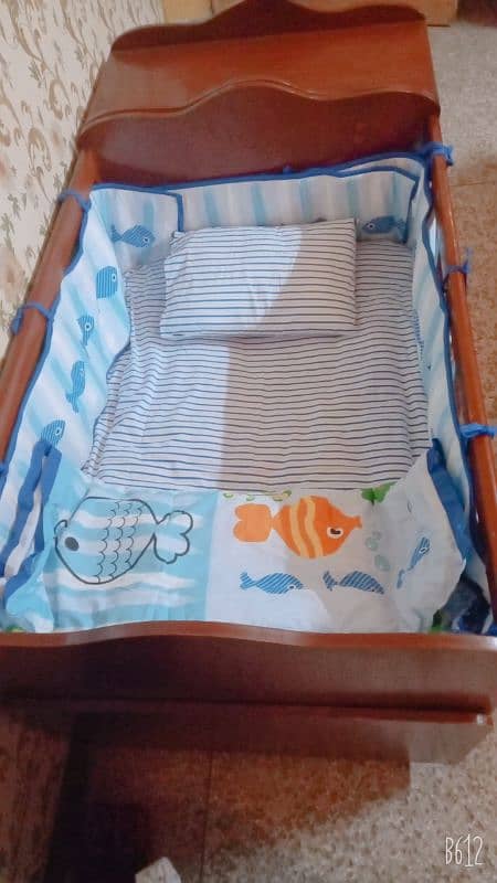 Baby Bed, Baby Cot, Large Wooden Sheet, Baby Cot With Side Cupboard, 1