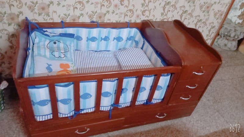 Baby Bed, Baby Cot, Large Wooden Sheet, Baby Cot With Side Cupboard, 4