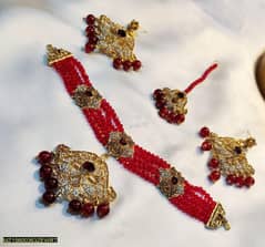 red stones fancy bridal chokar set