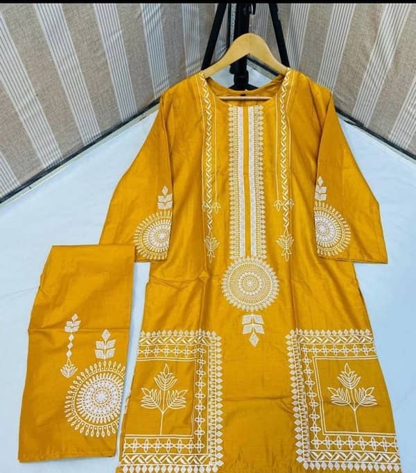 2 Pcs Women’s Stitched Linen Block Printed Suite 8