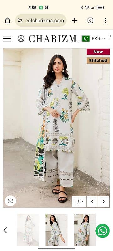 charisma 3 peice embroidery suit with chiffon dupatta in size xl 1