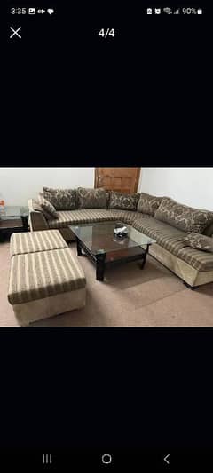 L shape sofa 5 seater with 2 extra seats stools