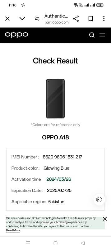 My mobile for selling oppo a18 4+4 gb ram 128gb rom PTA approved 9