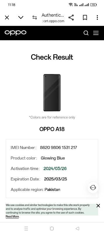 My mobile for selling oppo a18 4+4 gb ram 128gb rom PTA approved 11