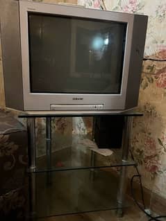 sony tv with glass table