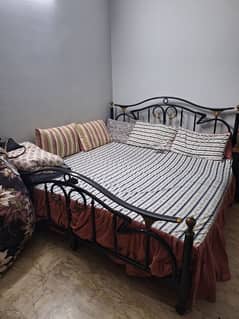 king size iron bed , haire fridge and other house hold item for sale