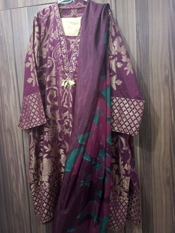 limelight jacquard shirt with silk dupatta 0