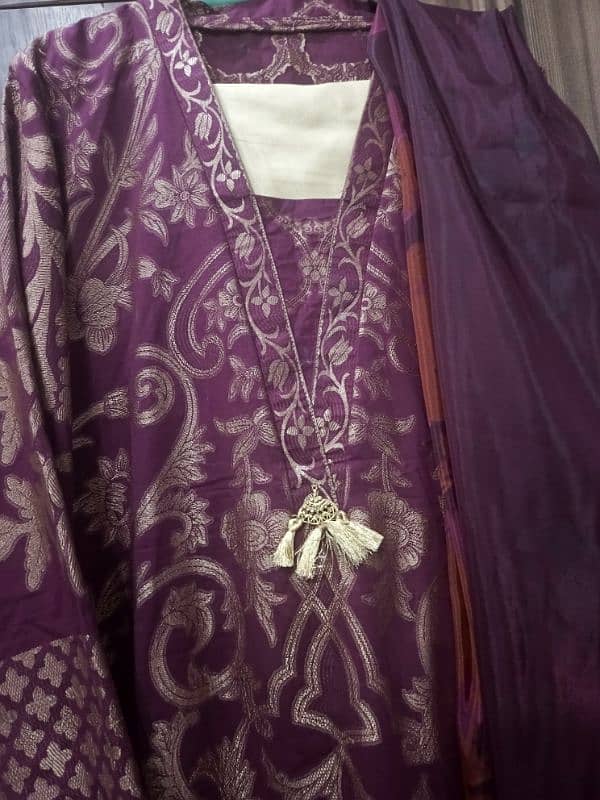 limelight jacquard shirt with silk dupatta 3