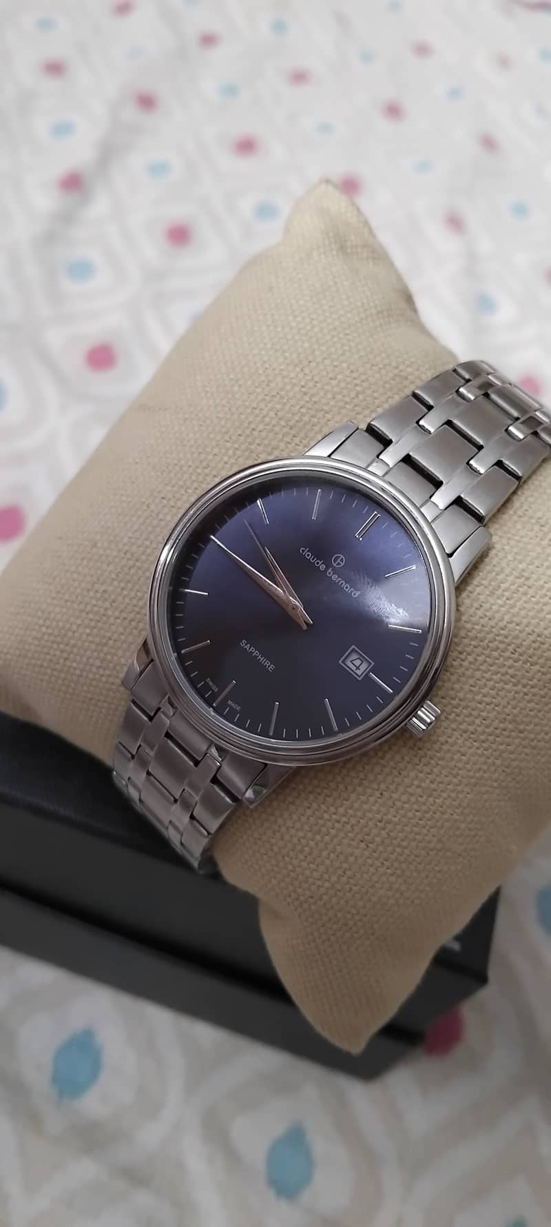 Original claude bernard, sapphire dial,classic silver 0