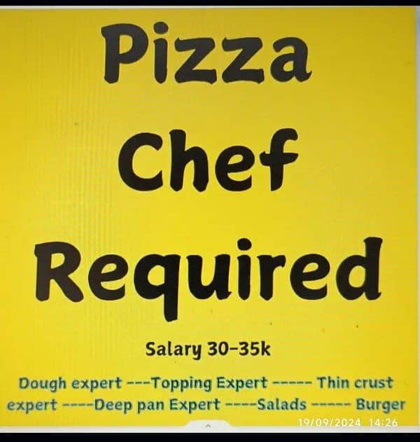 pizza cheff required 0