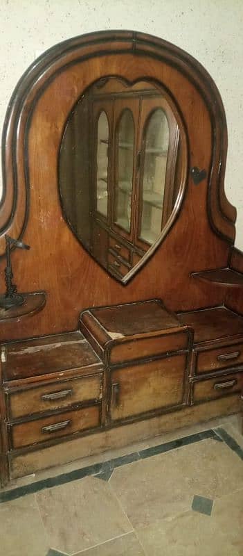 wooden bed dressing table and showcase for sale 14