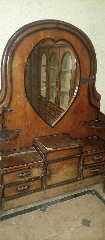 wooden bed dressing table and showcase for sale 15