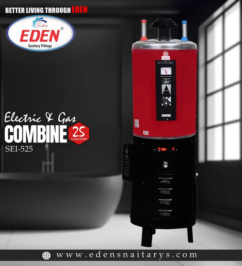 EDEN ELECTRIC AND GAS COMBINE WATER HEATER 100 LITERS(25 GALLONS) 0