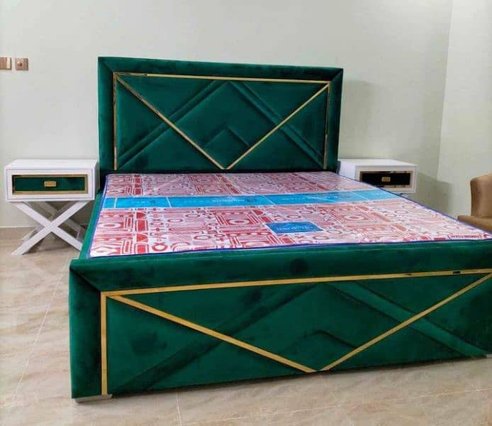 Fancy Wooden Cushioned Double/ single whole Bedset  + Dressing 5