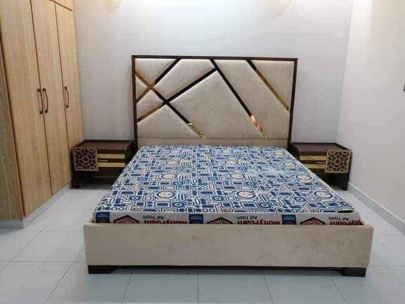 Fancy Wooden Cushioned Double/ single whole Bedset  + Dressing 7