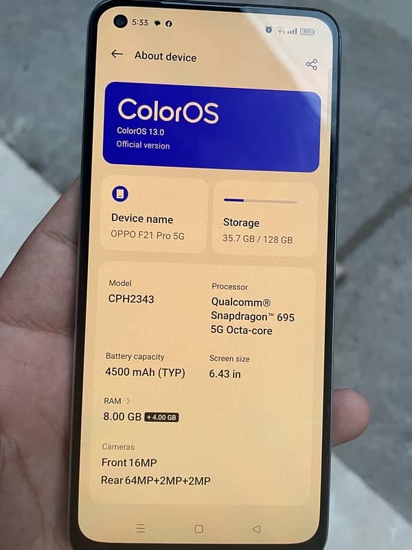 Oppo F21 Pro 5G | 10/9 Condition | 8GB + 4 GB extended RAM 128GB Rom 8