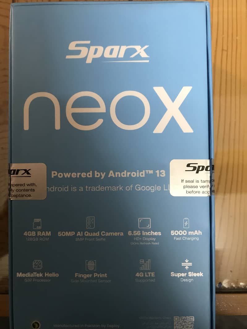 Sparx neo x, 4/128 gb, 50 mp ai quad camera. 2