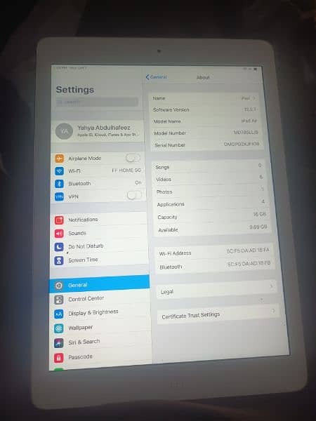 I pad air 16 gb condition 10/10 urgently sale 5