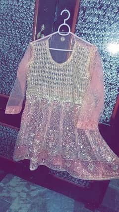 Full embroidery Net frok with sharara and net embroidery dupatta 0