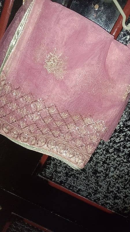 Full embroidery Net frok with sharara and net embroidery dupatta 1