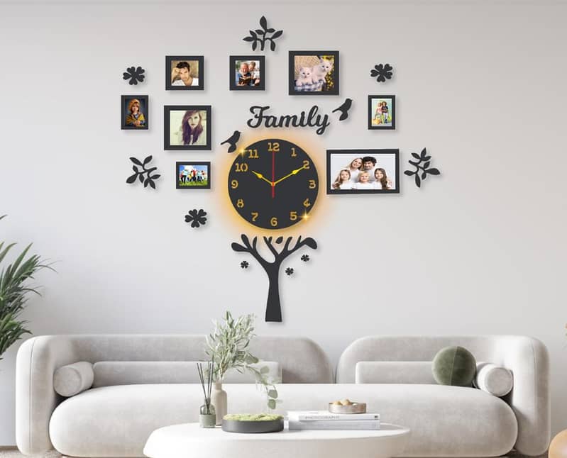 Family Tree Clock With Light Diy Clock (Free Home deliver 0