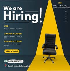 hiring as a CSR agent in call centre