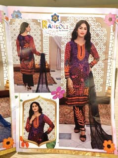 Sale on Women Unstitched Printed Suit 3pcs Suit 50%off