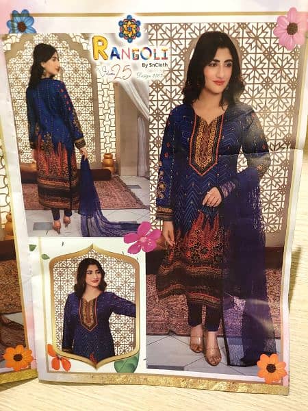 Sale on Women Unstitched Printed Suit 3pcs Suit 50%off 2