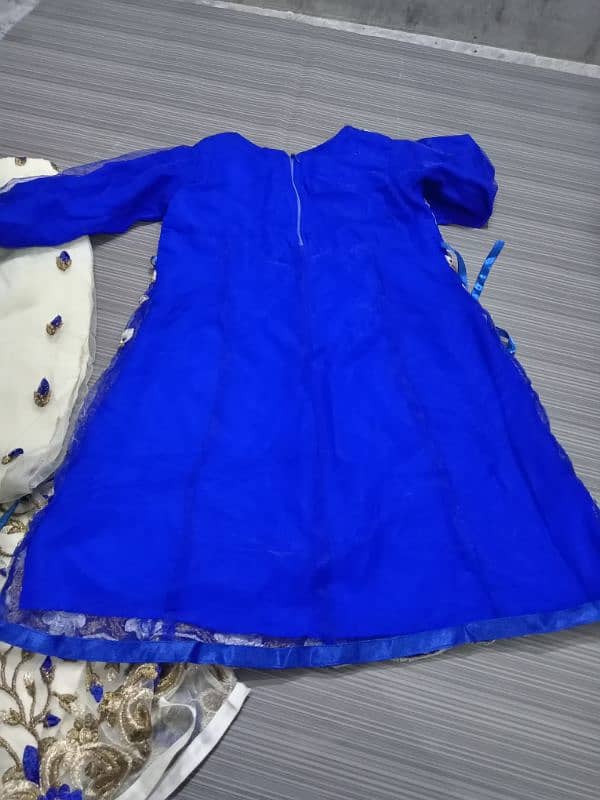 blue and white embroidery suit 1