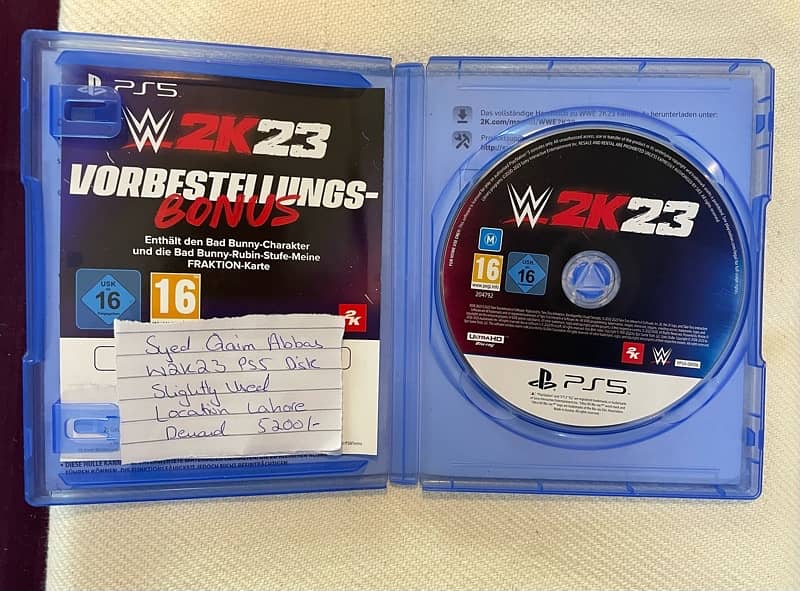 WWE W2K23 Ps5 Game Cd Disk Playstation Disc 1