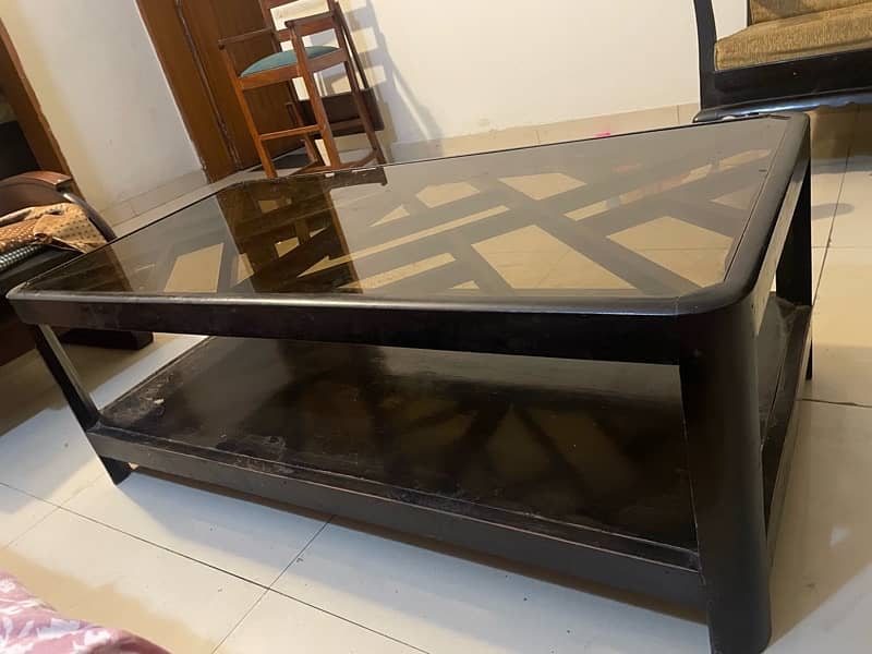 wooden Center table, with glass top 1