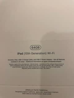 Ipad 64GB Wifi, 10th generation, Silver Color