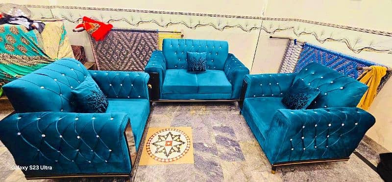 nevi Blue sofa set, chinyoti style. 0