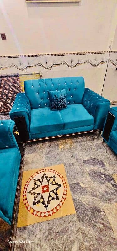 nevi Blue sofa set, chinyoti style. 2