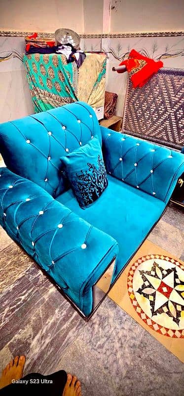 nevi Blue sofa set, chinyoti style. 3