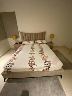 Queen Bed with SPRING Mattress & Side Tables – Great Deal