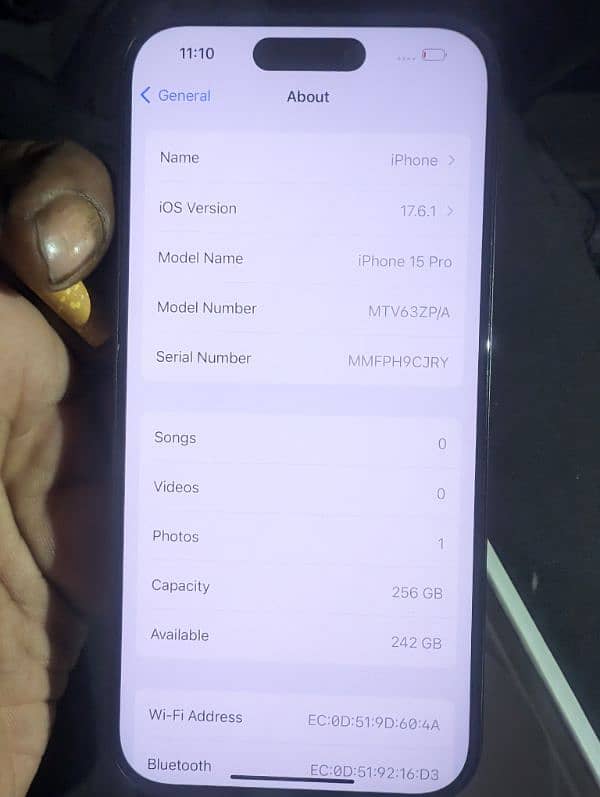 IPhone 15 Pro 256GB non PTA SIMTIME 2 MONTHS 98% 3