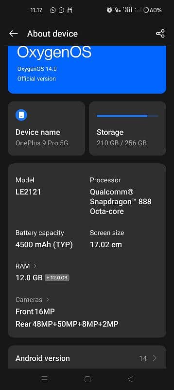 ONE PLUS 9 PRO 5G 12+12/256 4