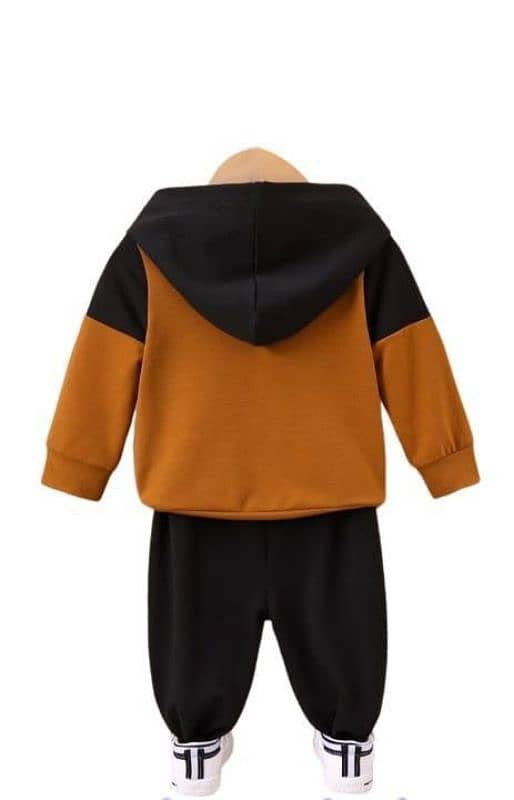 2 Pcs boy's micro printed hoodies tracksuit 1