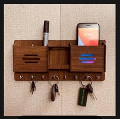 wooden keychain and mobile holder