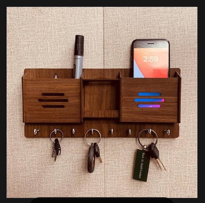 wooden keychain and mobile holder 0