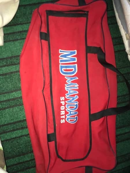 Cricket bag + pads + 1 thigh + gloves + 2 synthetic ball 2