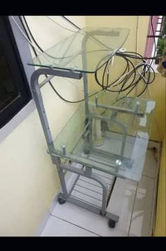 GLASS TABLE TROLLY FOR COMPUTER AND OTHER USES