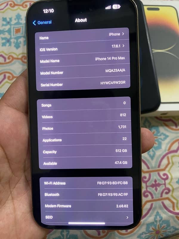 Iphone 14 Pro Max 513GB NON PTA Scratchless 9