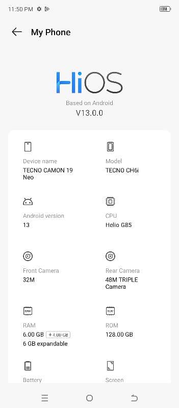 Tecno Camon 19 Neo, 6/128, with accessories, warranty expire, No faul 1