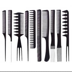 Pack of 10 - Professional Salon Hair Comb Set - Black