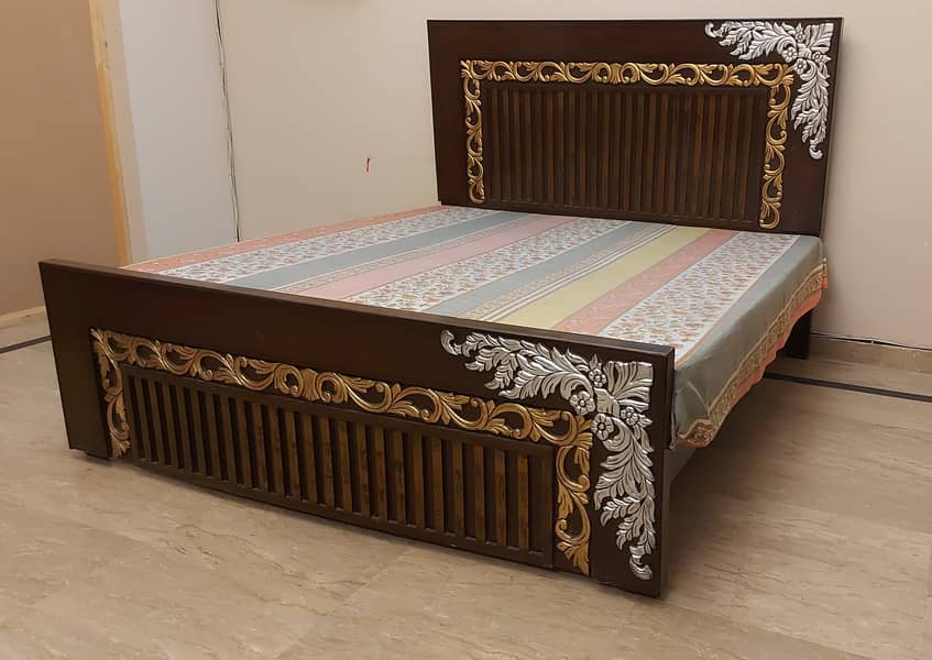 bed set | king size bed | double bed | Wooden Bed with Mattress 1